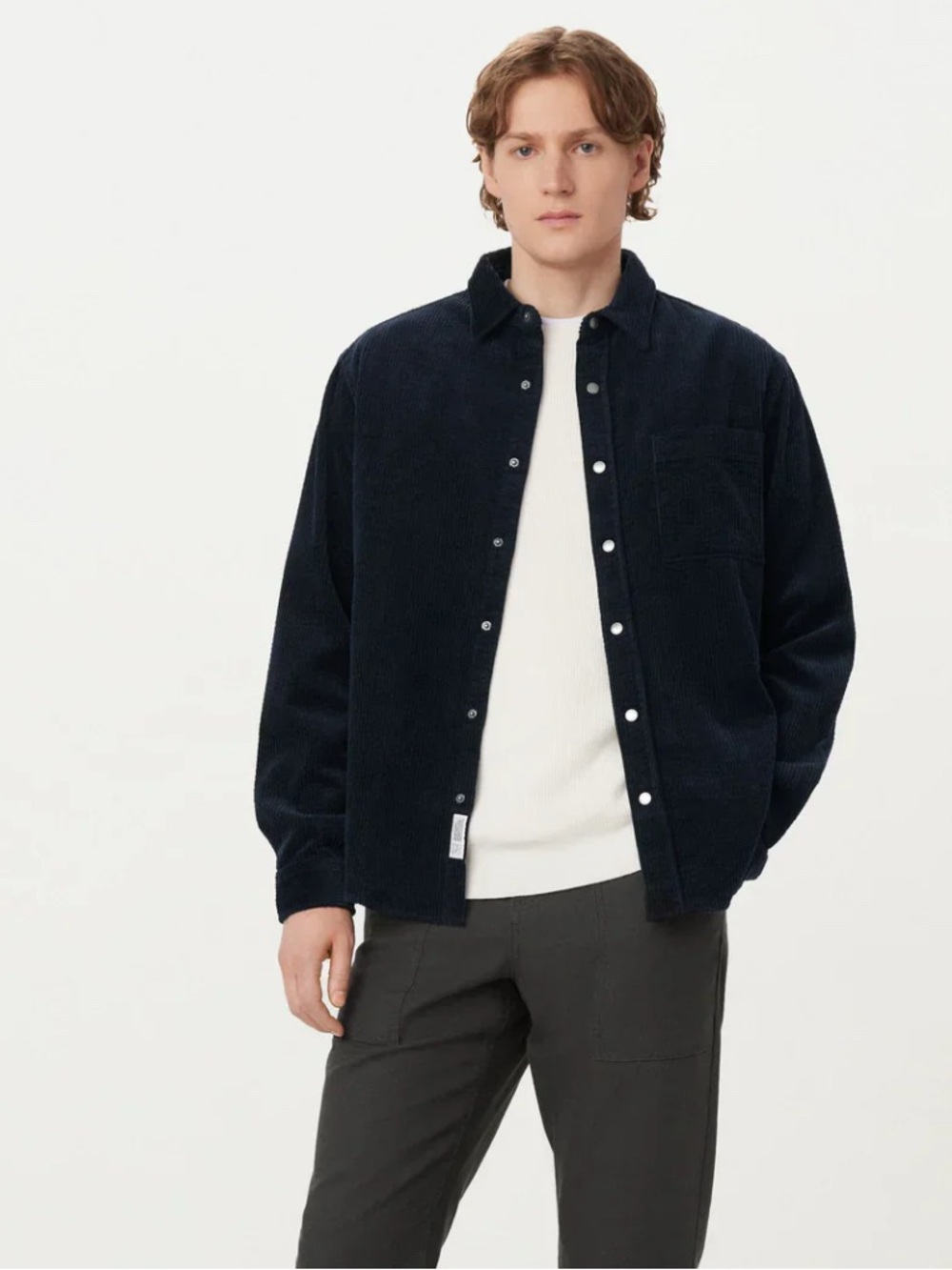 Frank by Frank and Oak Black Corduroy Textured Button Down - medium